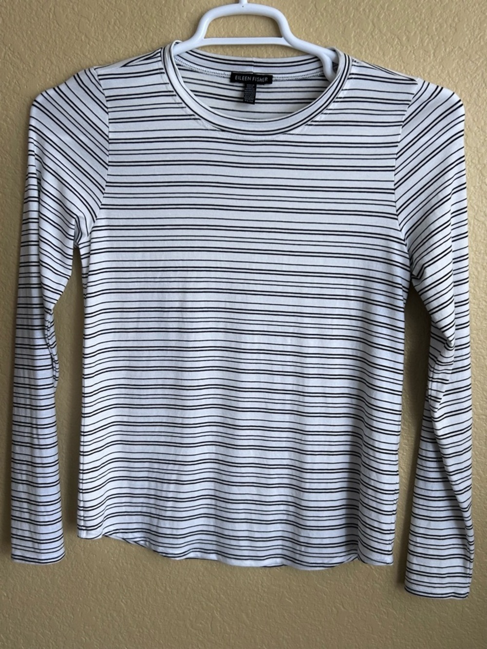 Eileen Fisher Tencel Striped Crewneck Long Sleeve Top